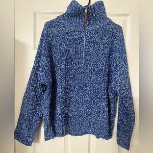 NWT New York & Company Long Sleeve Quarter Zip Blue Sweater Size Large